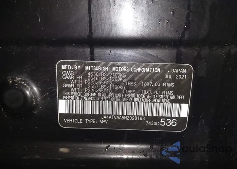 2022 Mitsubishi Eclipse Cross Le из США, поврежденный, VIN JA4ATVAA5NZ028163